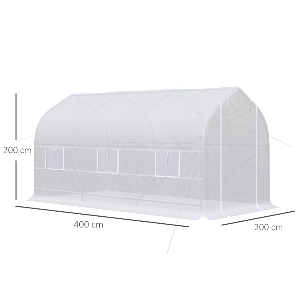 Serra Tunnel da Giardino 4x2x2m ¨C Xylo ¨C 6 Finestre Traspiranti Porta Avvolgibile Bianco
