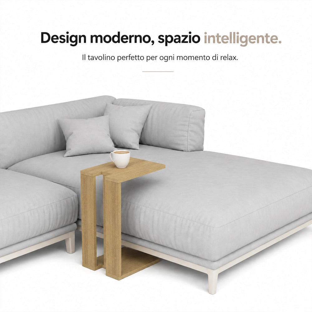 Tavolino da Caffè Porta PC Laterale Divano in Legno MDF Quercia 57x40x30cm