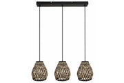 Lampadario Carmina boho bambù nero 3 luci E27 Reality