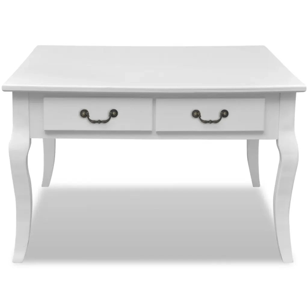 Tavolino da Salotto con 4 Cassetti Bianco 242436