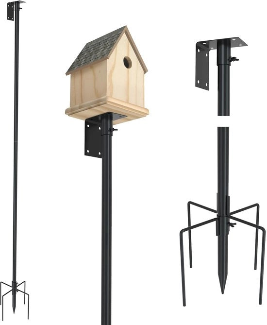 Accessorio da giardino - Casa per uccelli - Supporto per nutrizione degli uccelli - Adattabile - Nero - 203 cm