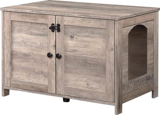 Casa per gatti con porta e separatore - contenitore per letti di gatto - cassetti per letti di gatto - gatto casa con porta e parete di separazione - gatto robusto - cassa - grigio scuro