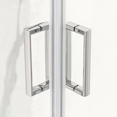 Box doccia 70x90 angolare doppio scorrevole con vetro temperato trasparente e profili cromo Geo