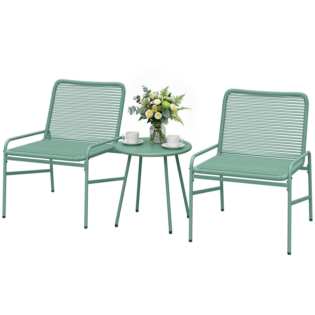Set 3 Pezzi Sedie e Tavolo da Giardino in Rattan ¨C ZephMum ¨C Verde