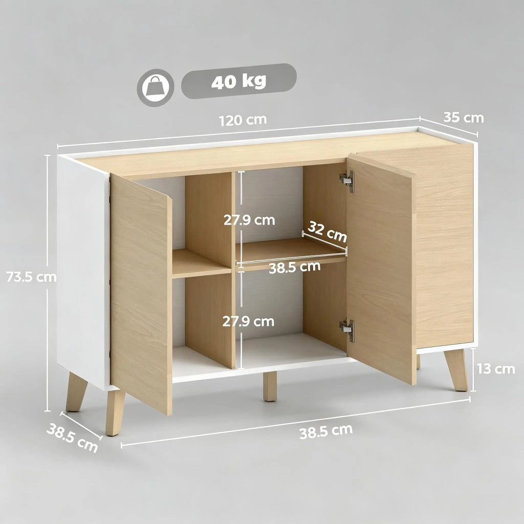 Credenza da cucina nordica con 3 ante e 6 scomparti