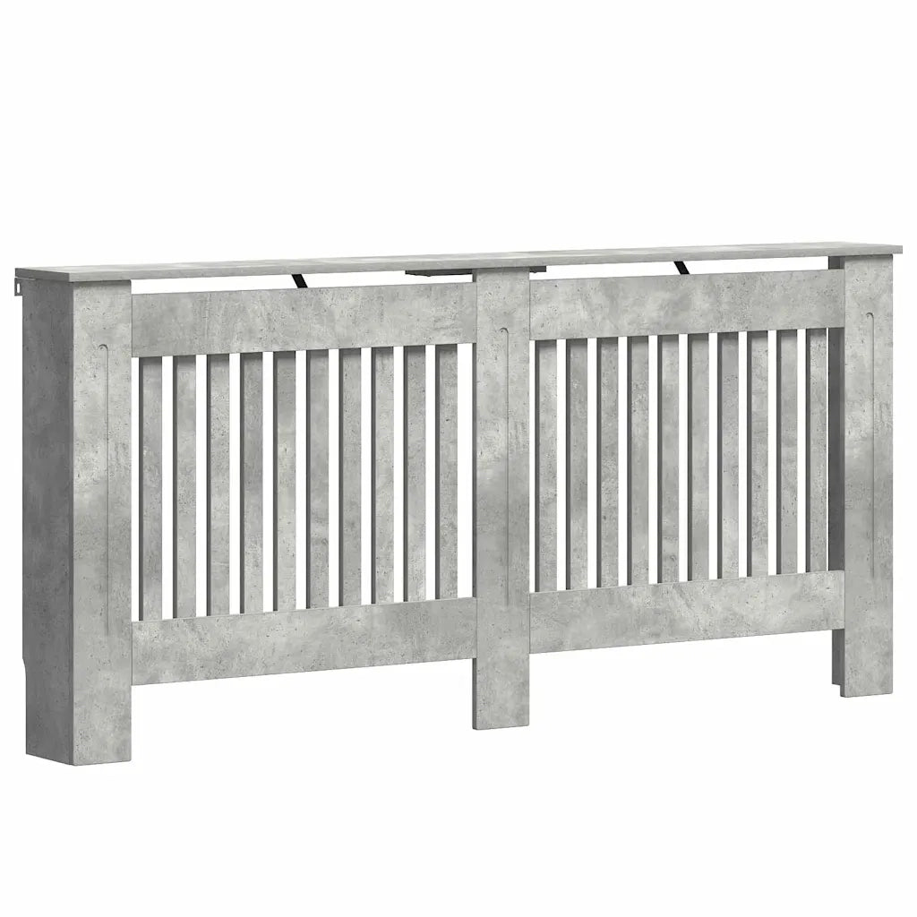 Copritermosifone moderno di design con stecche verticali 172 x 19 x 81 cm in legno grigio cemento 02_0053133