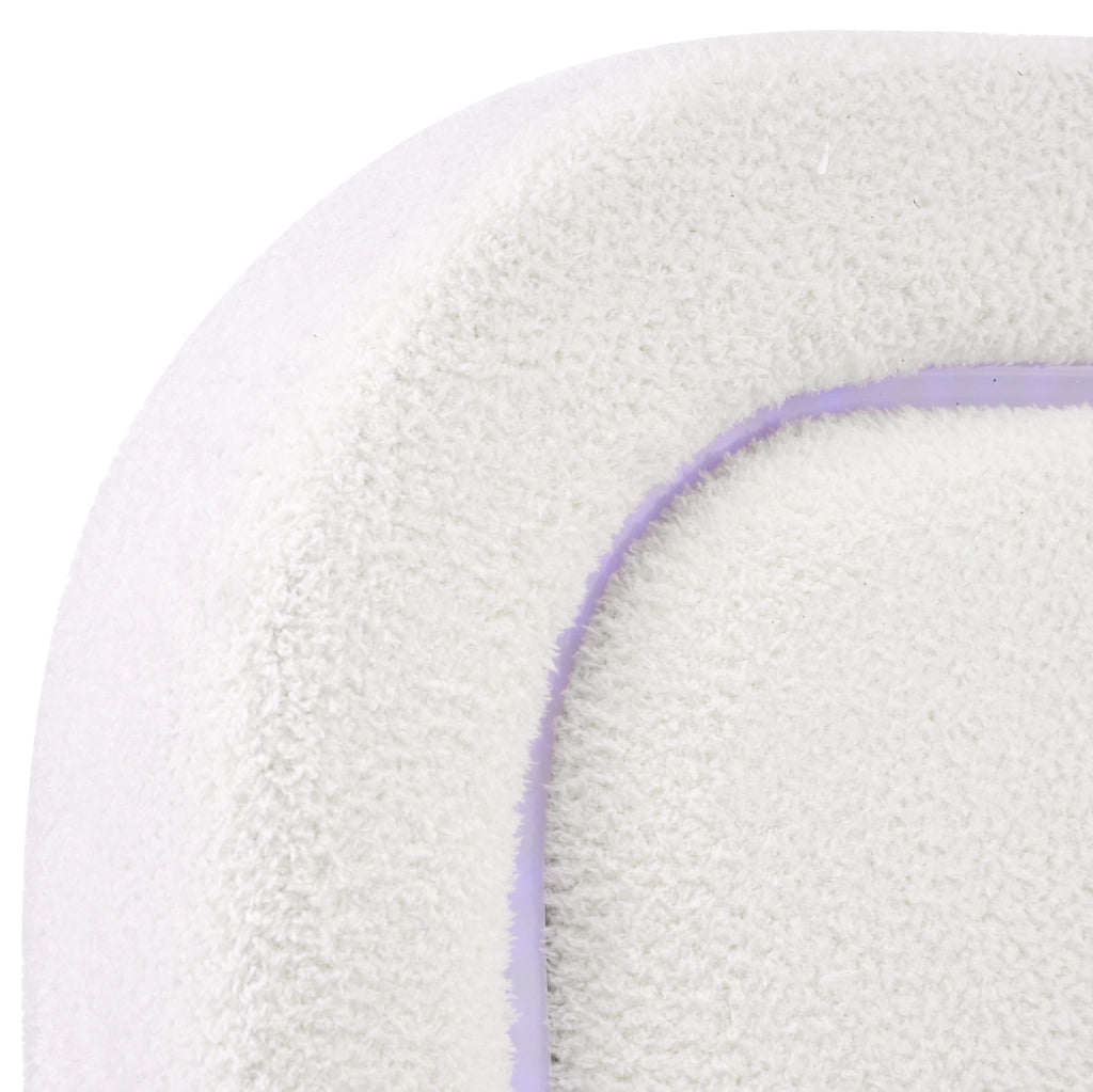 Letto matrimoniale 160x200 cm in sherpa bianco con materasso; 4 cassetti; LED e USB/Type-C HOMVRA