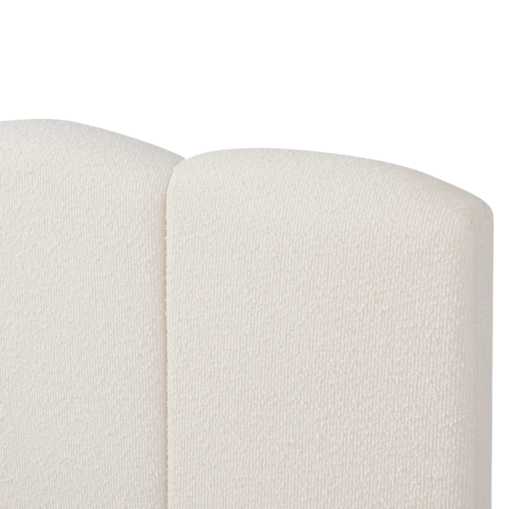Letto matrimoniale 180x200 cm con contenitore idraulico; LED e testiera in bouclé bianco