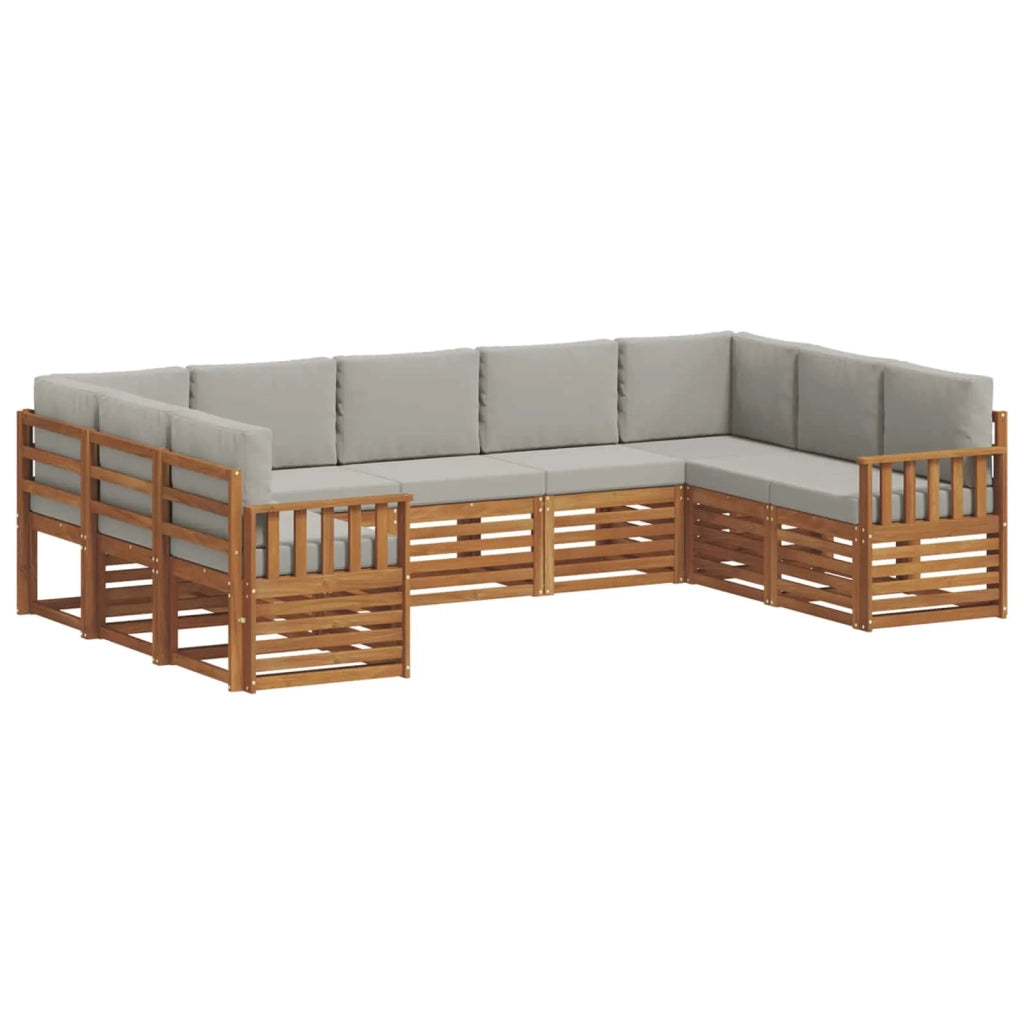 Set divano sezionale con cuscino 9 pcs Grigio Naturale e Chiaro 3375471