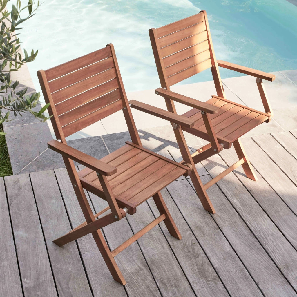 Oviala - Set di 2 poltrone in legno di eucalipto