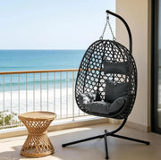 Poltrona sospesa regolabile in rattan PE con base stabile
