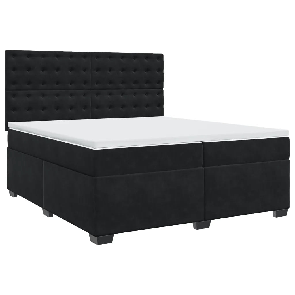 Giroletto a Molle con Materasso Nero 200x200 cm in Velluto