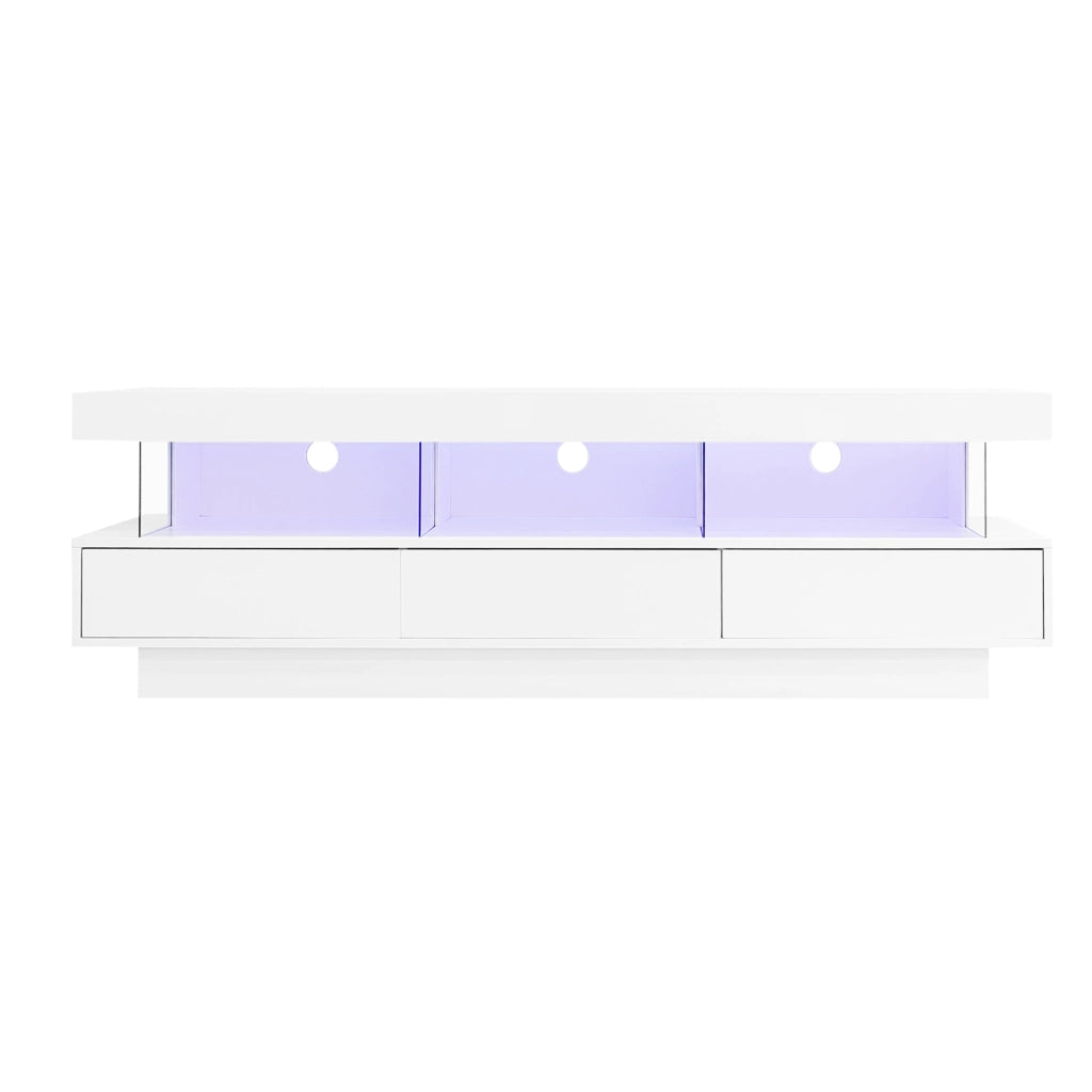 Mobile TV bianco lucido 160 cm con illuminazione LED