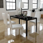 Set Tavolo da Pranzo 5 pz in Pelle Artificiale Nero e Bianco 275413