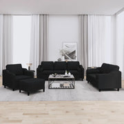 Set Divani 4 pz con Cuscini Nero in Tessuto