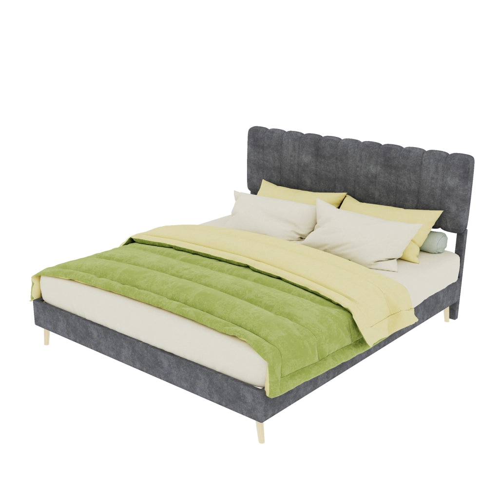 letto imbottito tessuto metallo grigio 160 x 200 cm