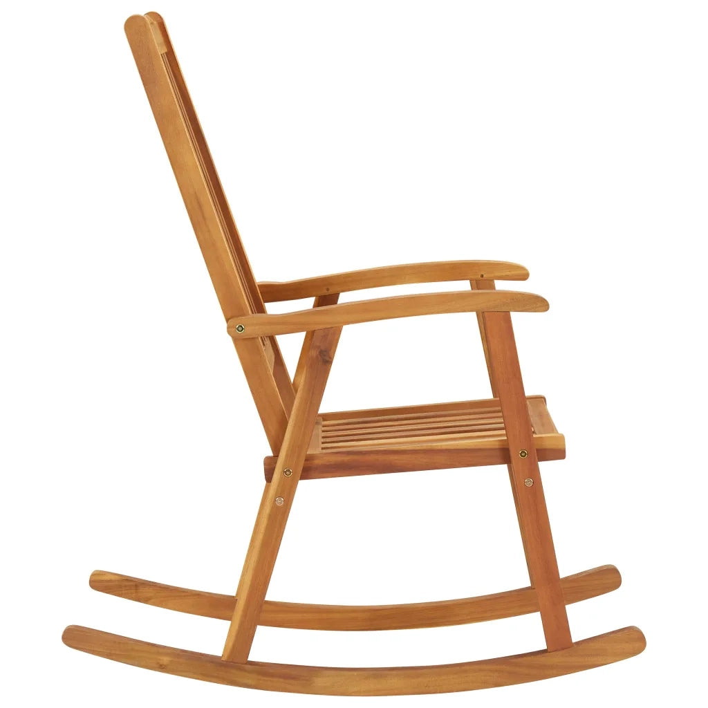 Sedia a Dondolo con Cuscini in Legno Massello di Acacia 3064185