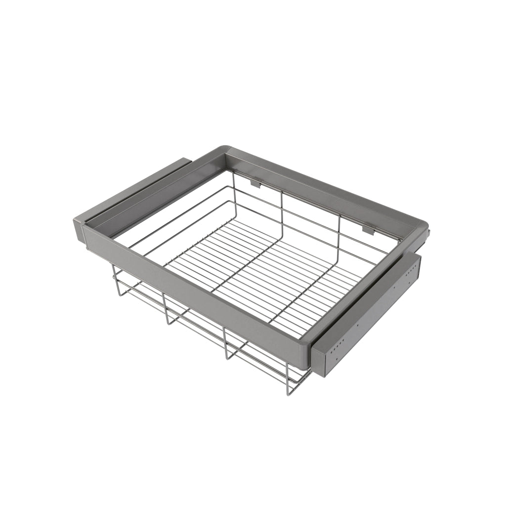 Kit cassetto in filo metallico e telaio regolabile Quartz per armadi, chiusura ammortizzata e estrazione totale