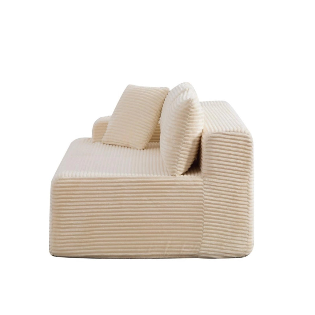 Divano compatto, divano modulare, tessuto chenille, schiuma ad alta elasticità 30D, base antiscivolo, 2 posti, bianco avorio