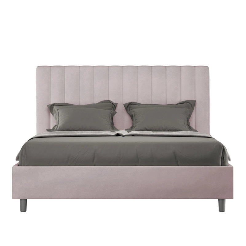 Letto imbottito Piazza e mezzo 130x200 cm Agueda - Contenitore,Glicine,Microfibra