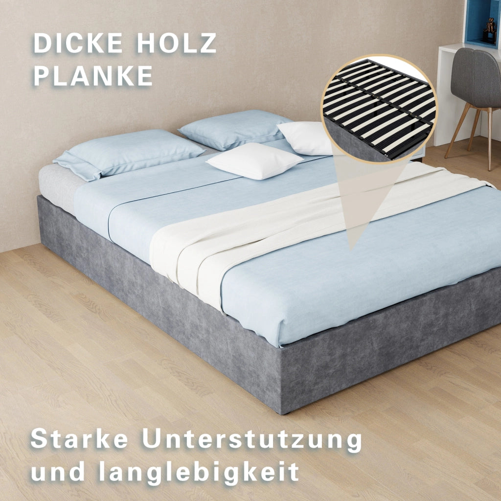 letto telaio grigio velluto olandese 140 x 200 cm
