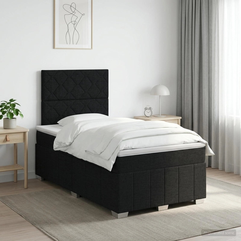Letto box spring con materasso Nero 120 x 190 cm Tessuto 3454101
