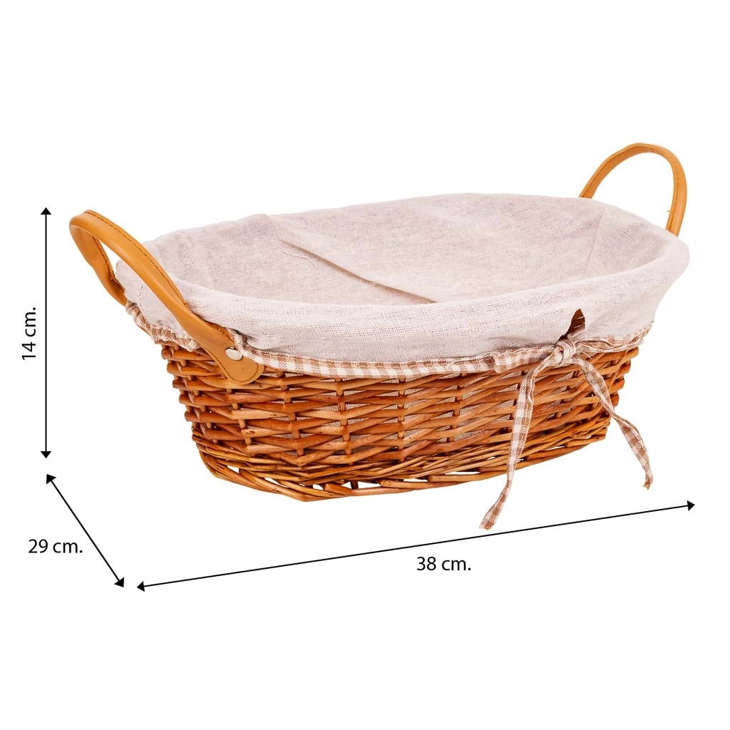 Set di 3 cestini in vimini foderati marroni