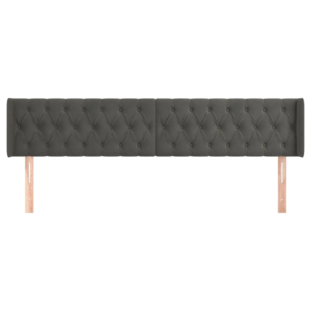 Testiera ad Orecchio-Testata con Orecchie Grigio Scuro 183x16x78/88 cm in Velluto 225313