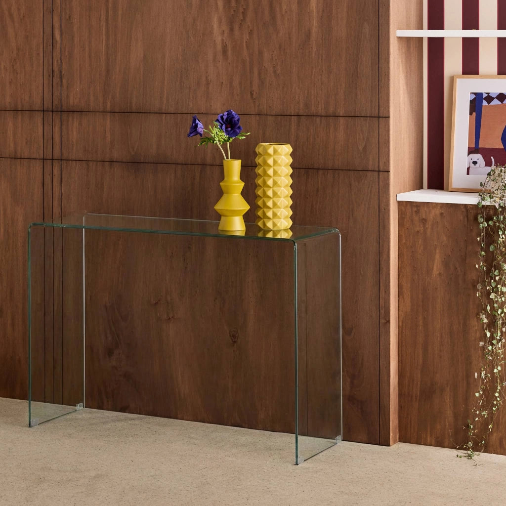 Console rettangolare in cristallo temperato, 110cm, transparent