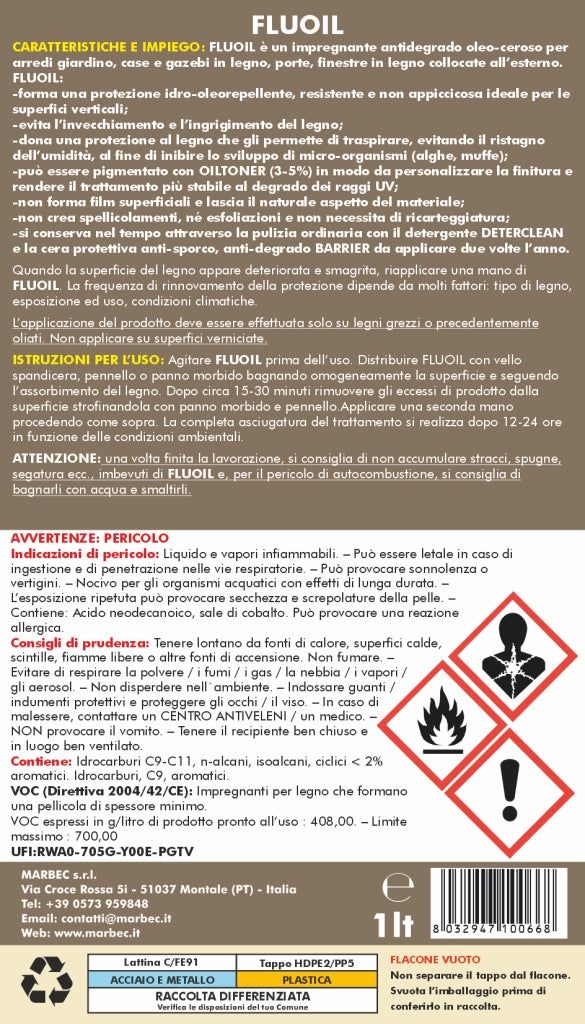 Impregnante per legno esterno FLUOIL   1LT
