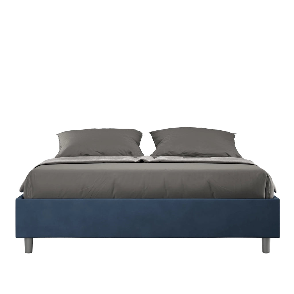 Letto Matrimoniale Large Sommier 170x190 cm con Rete e Contenitore Azelia Blu