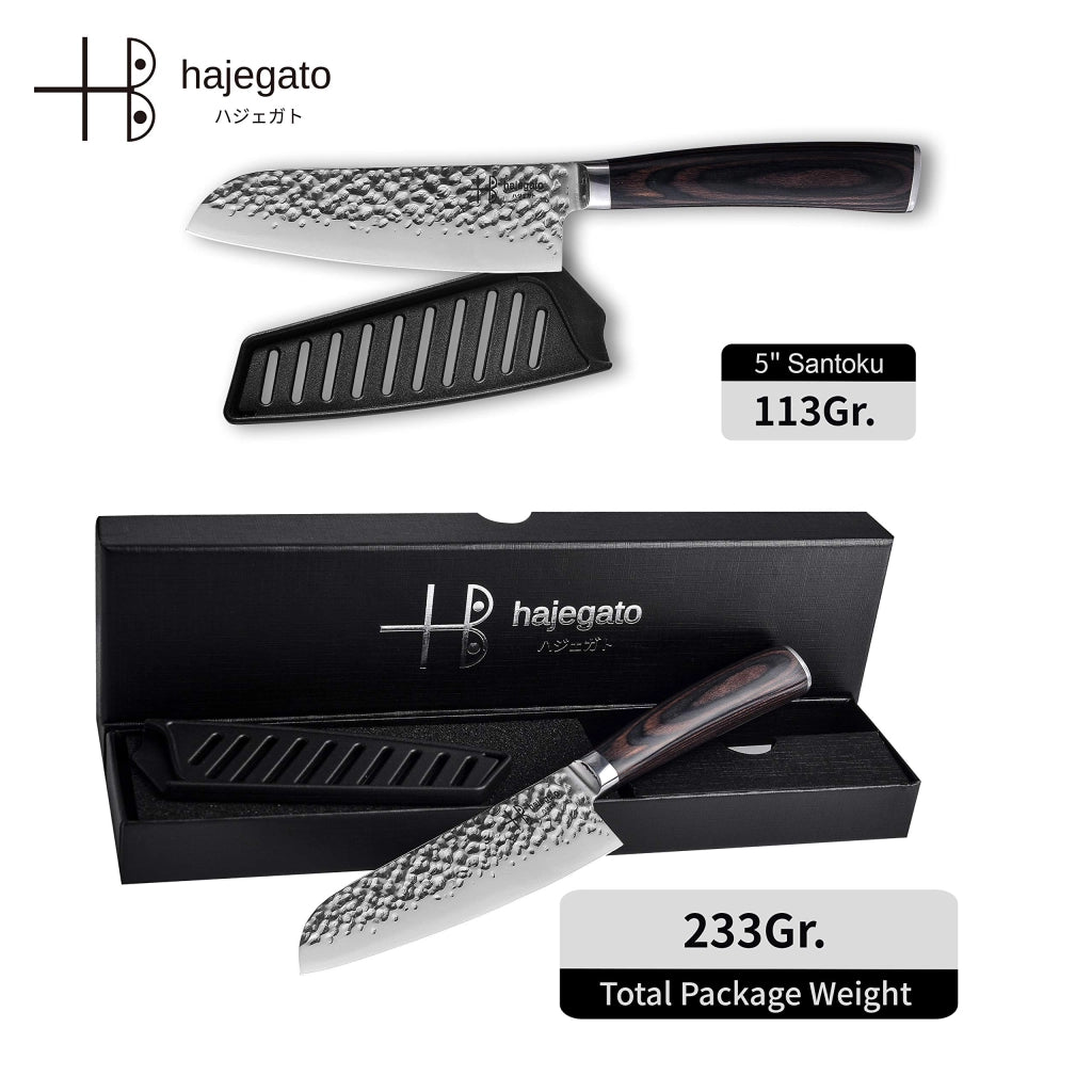 Set di coltelli Kiritsuke e Santoku, 2 pezzi, acciaio 7Cr17, con finitura martellata