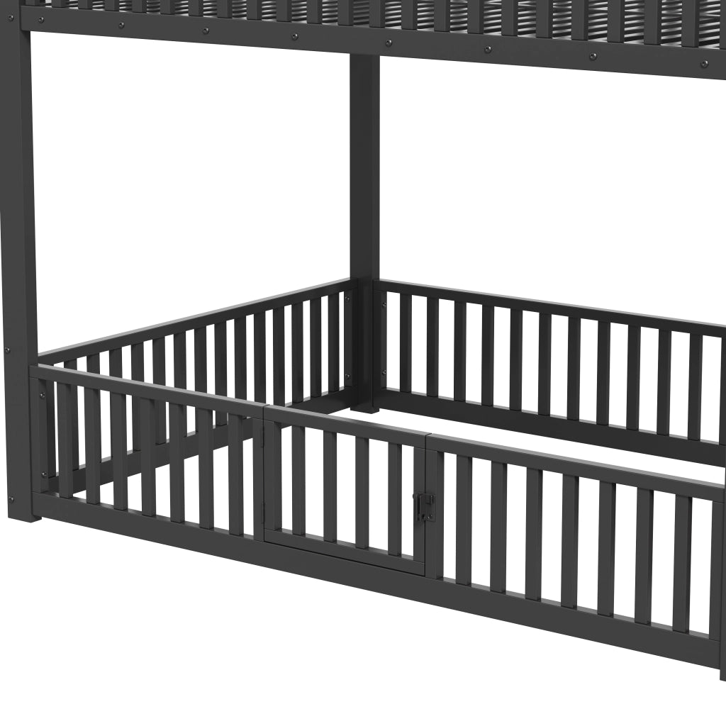 Letto a Castello con LED e Contenitore ¨C MINIMAL ¨C Nero 140x200