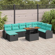 Set Divano da Giardino 9 pcs Nero polyrattan 3361319