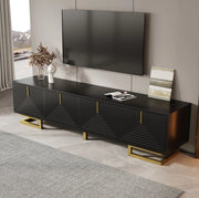 Mobile TV 160x38x44.5 cm; 4 porte con ripiani e cerniere ammortizzate; truciolare; nero