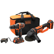 Trapano Avvitatore a Batteria con Percussione + Smerigliatrice in Set Black