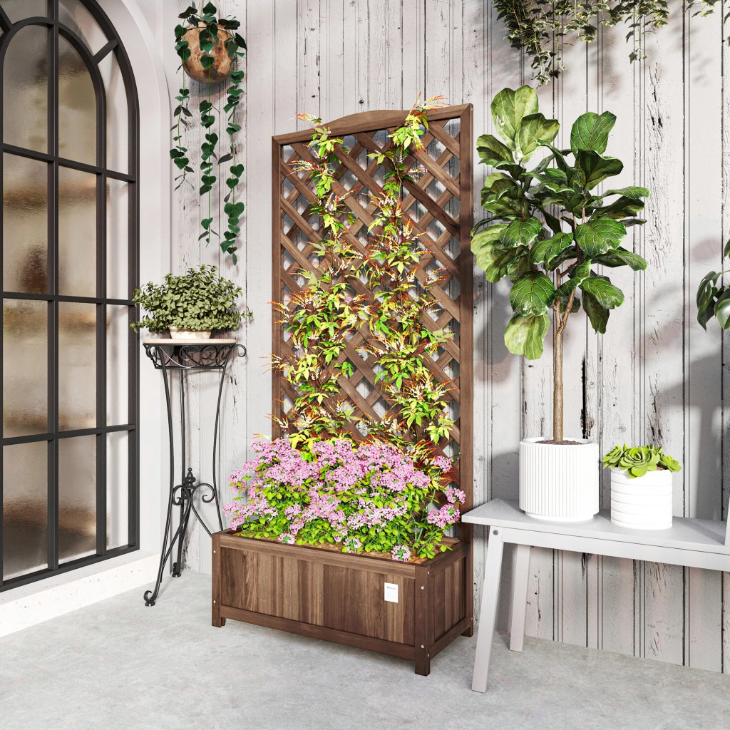 Fioriera con Griglia Legno ¨C zephmum ¨C Marrone 76x36x170 cm