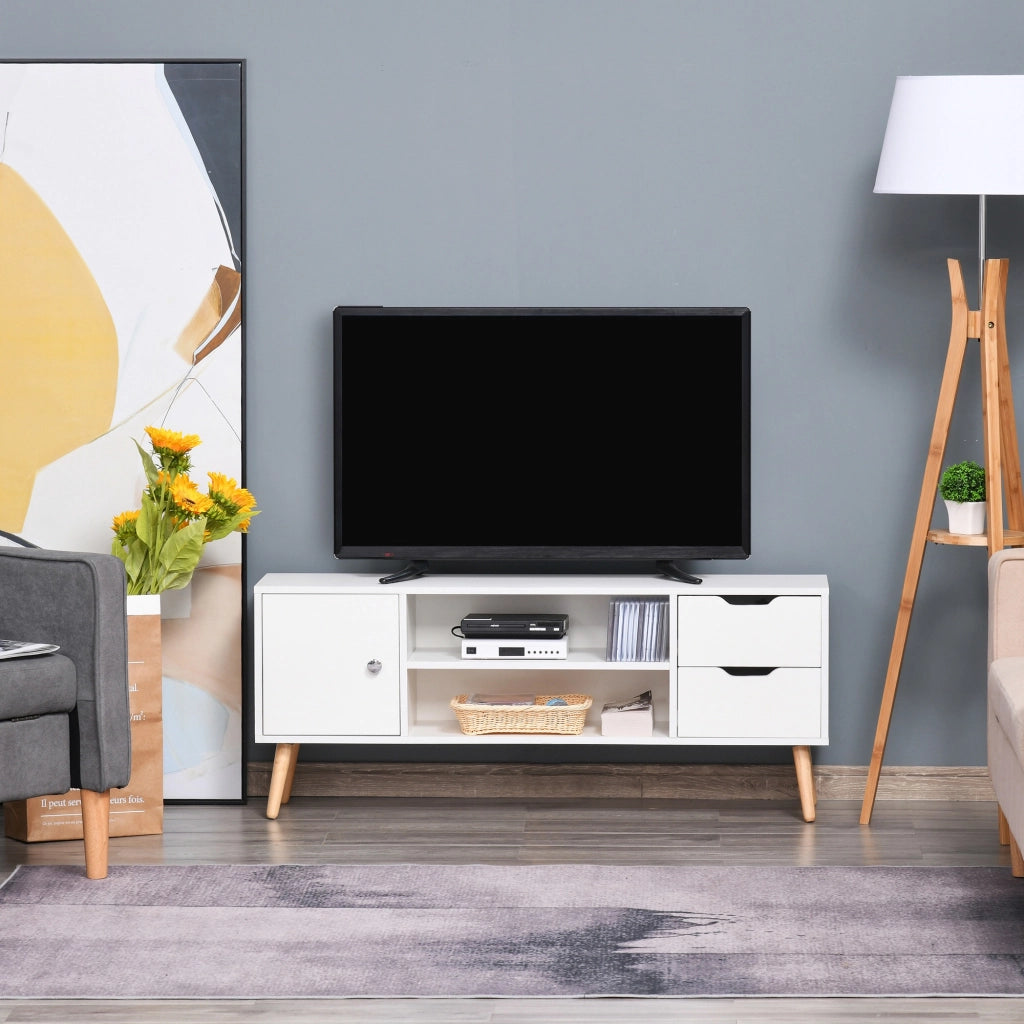 Mobile TV con credenza ¨C Minimal ¨C Bianco legno di pino 120x30x40