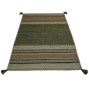 Tappeto ANTIQUE KILIM VERDE cm.60x240 tessuto a mano in cotone e ciniglia