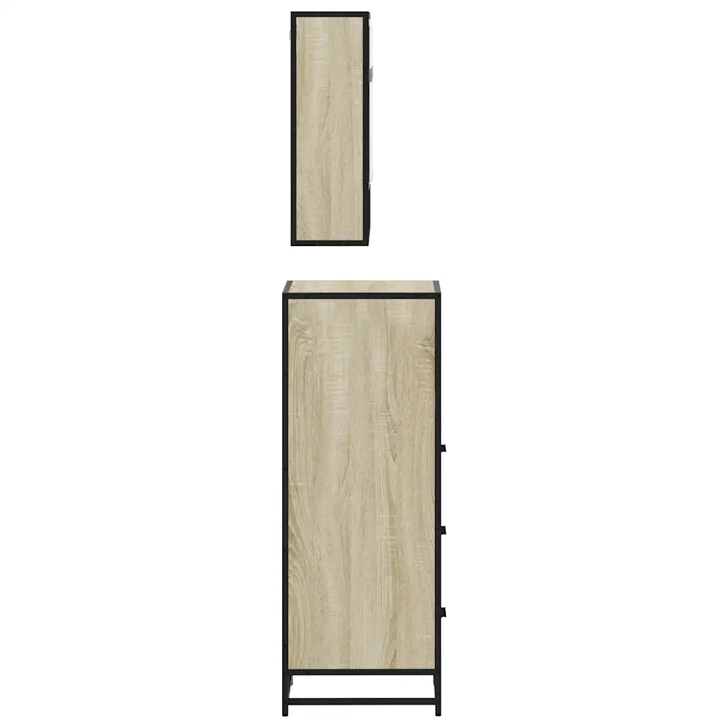 Set Mobili da Bagno | Armadio da bagno 3 pz Rovere Sonoma in Legno Multistrato