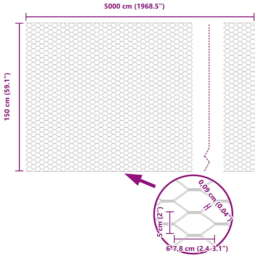 Recinzione Esagonale Verde 1,5 x 50 m PVC 42005436