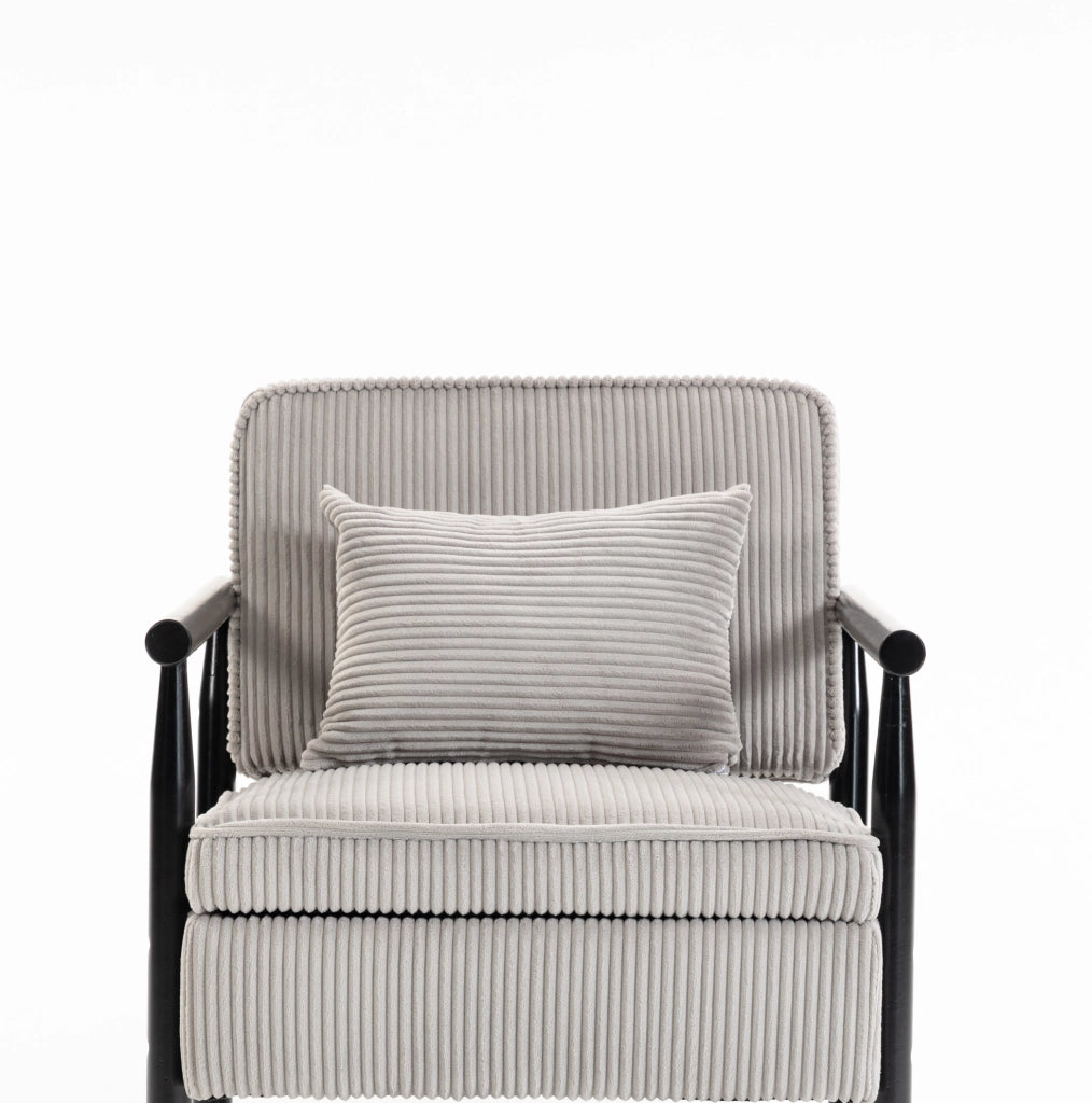 Poltrona 83x66x73 cm grigio chiaro – con cuscino lombare e vano contenitore, velluto