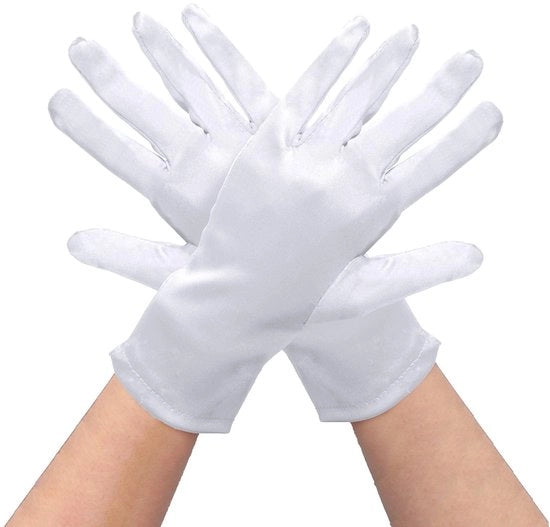 Maniche corte in seta - Adatte per matrimonio e Halloween - Nere, rosse o bianche - Accessori da festa - Idonee per occasioni speciali