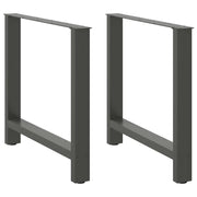 Gambe per tavolo da pranzo antracite 2 pz | Piede del tavolo 70x(72-73) cm in acciaio