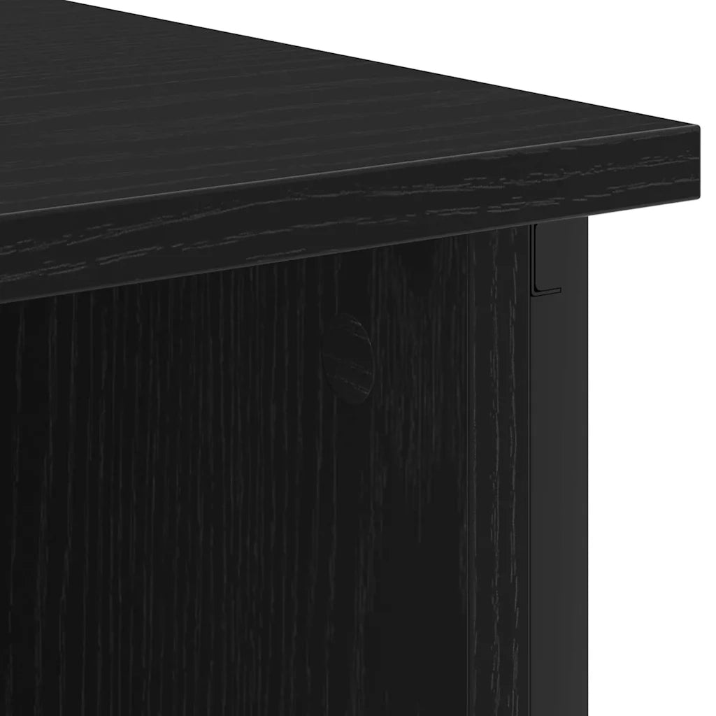 Comodino | Armadio da Notte | Mobiletto da notte Rovere Nero 55 x 31 x 76 cm Legno multistrato