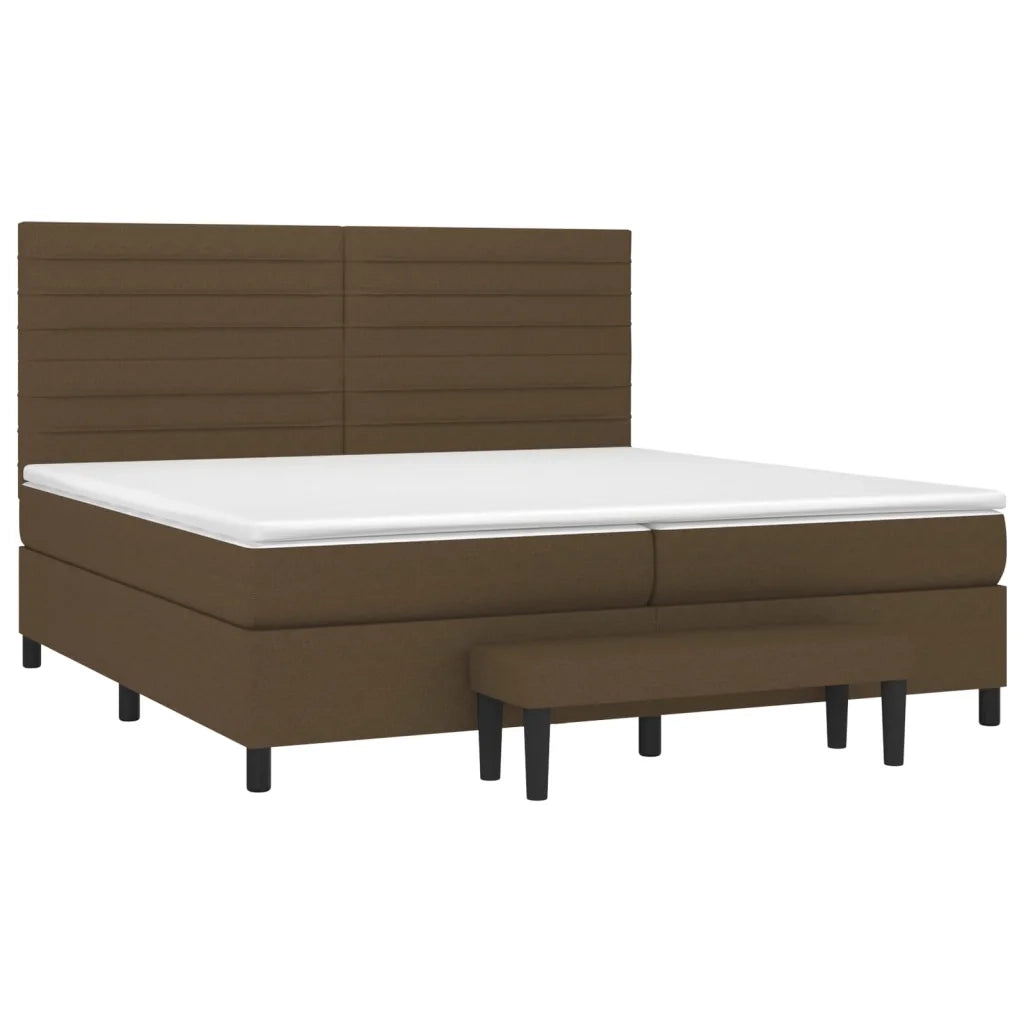 Giroletto a Molle con Materasso Marrone Scuro 200x200cm Tessuto 3136704