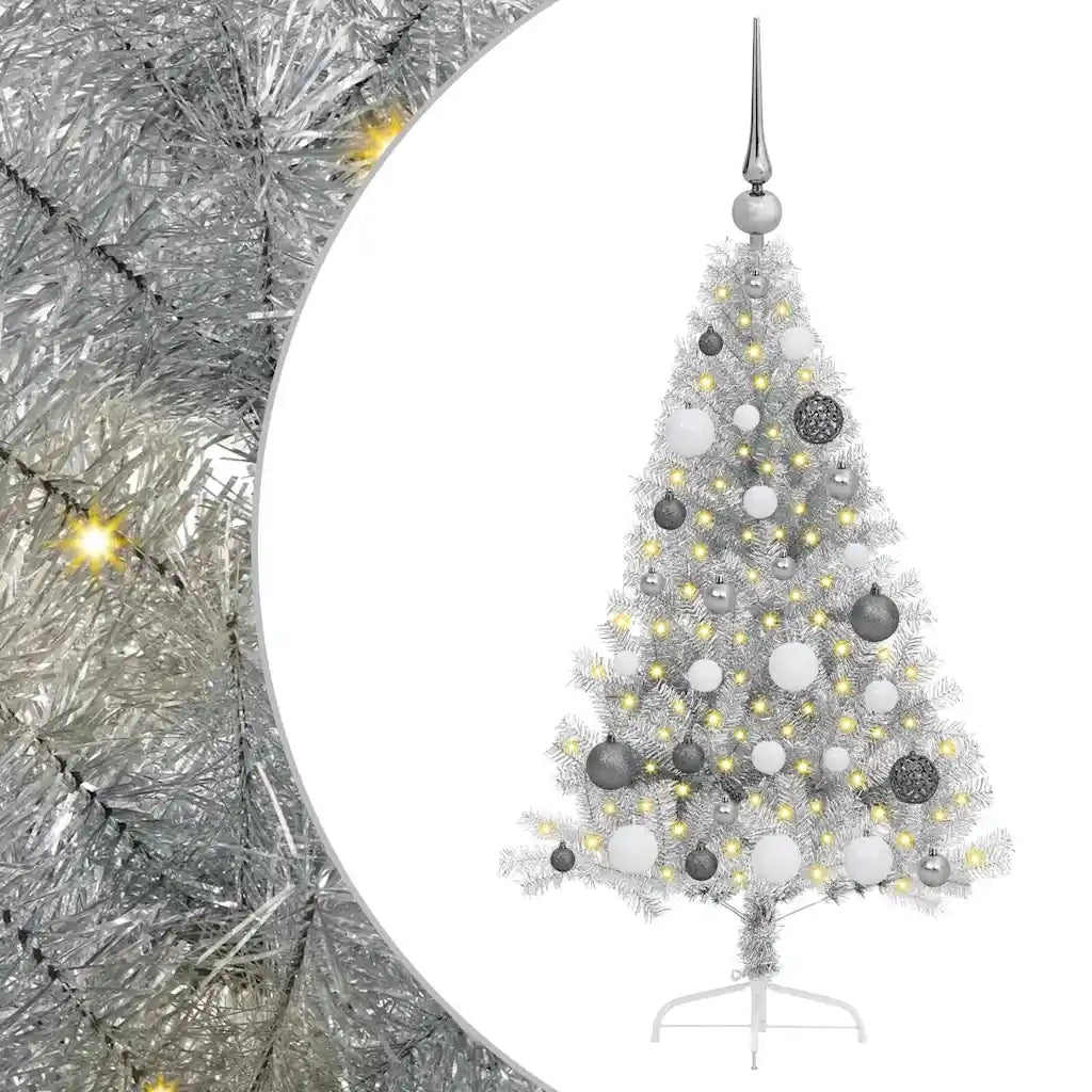 Albero di Natale artificiale con luci integrate Argento 120 cm 3397179