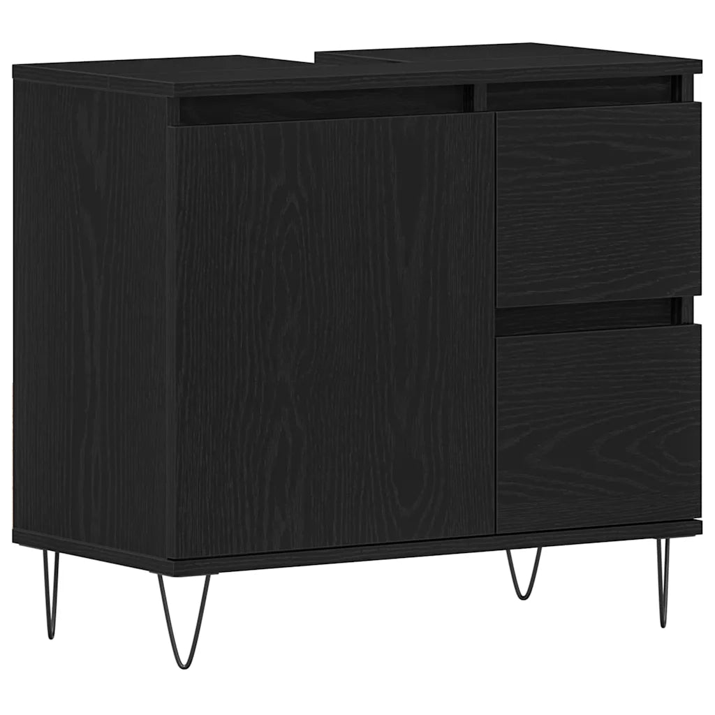 Armadio per Lavabo da Bagno Rovere Nero 65 x 33 x 60 cm 862891