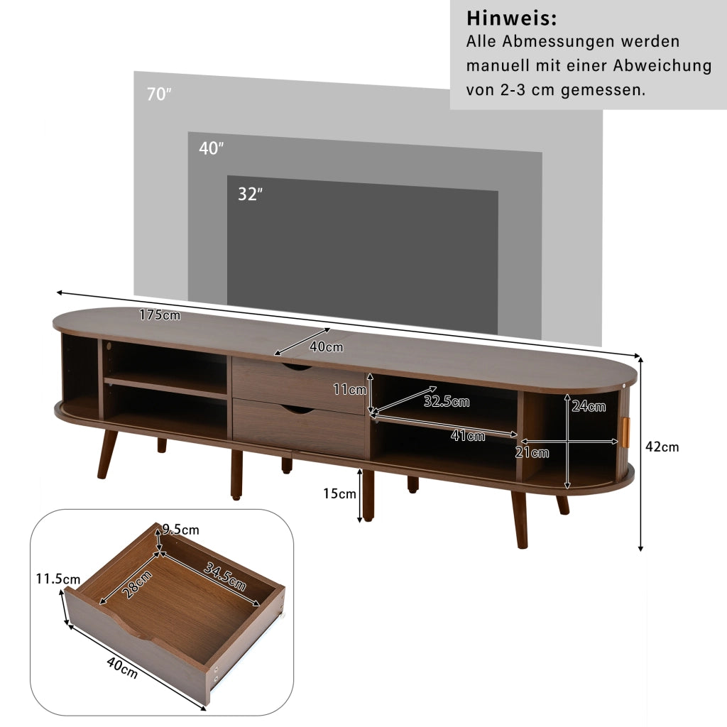 Set mobile TV e tavolino da caff¨¨ ¨C Minimal ¨C colore noce, MDF, 2 pezzi