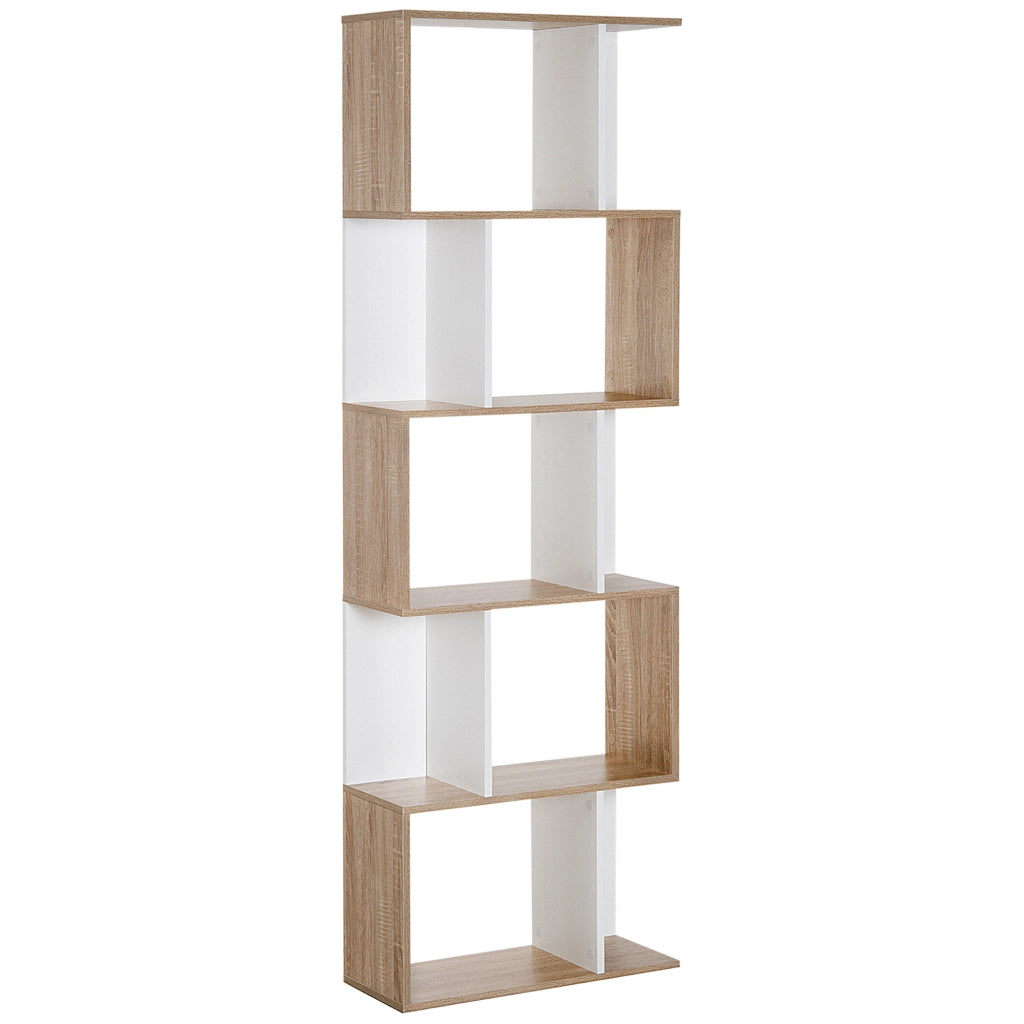 Libreria a 5 livelli ¨C zephmum ¨C legno rovere bianco 60x24x185 cm